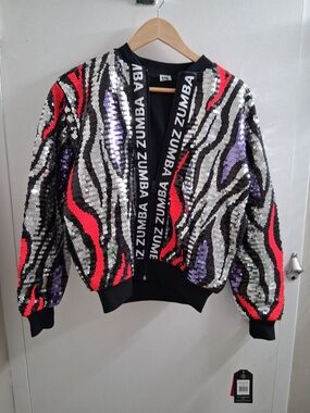 Zumba Fitness Sequin Bomber Jacket - Multicolor